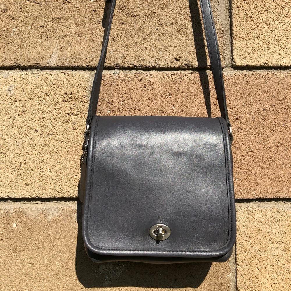 Vintage Leather Coach Gray Companion Bag 9076